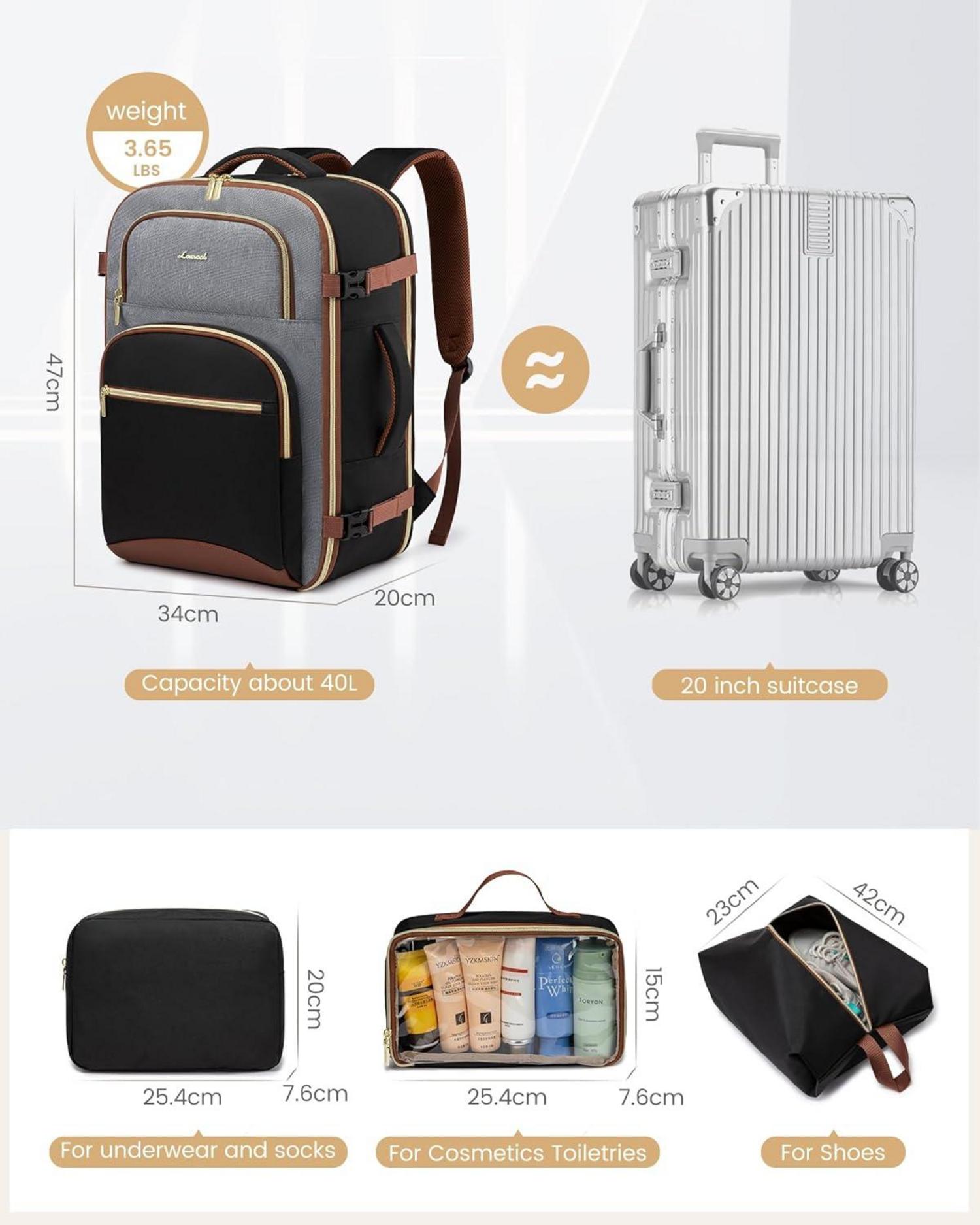 Handgepäck Rucksack 40L Damen Herren 17 Zoll Reise Backpack CZWB