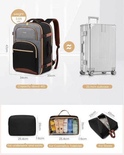 Handgepäck Rucksack 40L Damen Herren 17 Zoll Reise Backpack CZWB