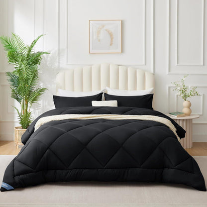 4-Jahreszeiten Bettdecke Mikrofaser 200x200cm Schwarz