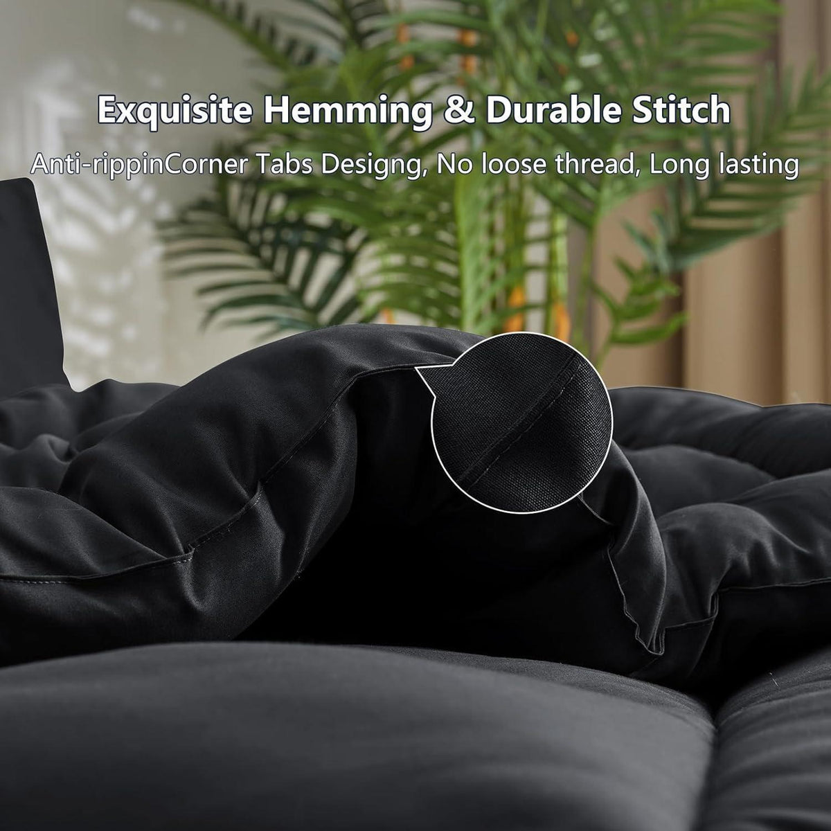 4-Jahreszeiten Bettdecke Mikrofaser 200x200cm Schwarz