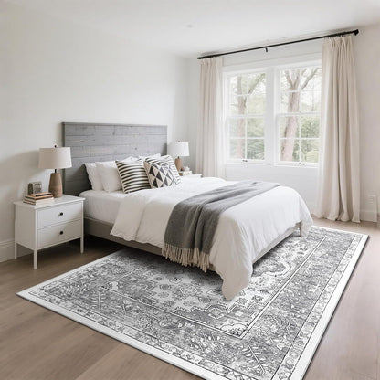 Boho Teppich 160x230cm Grau, rutschfest & waschbar
