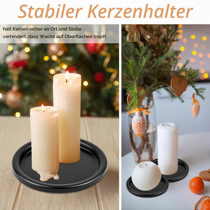 4er Set Kerzenteller Metall 10cm rund schwarz