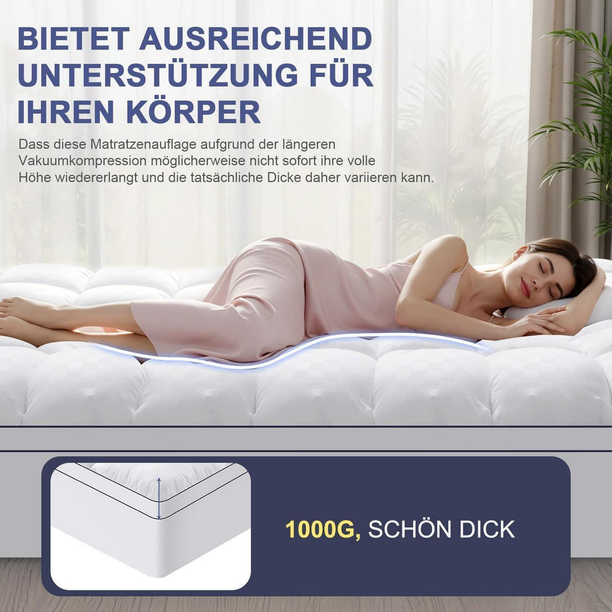 Matratzentopper 160x200cm ultraweich 1000gsm Premium