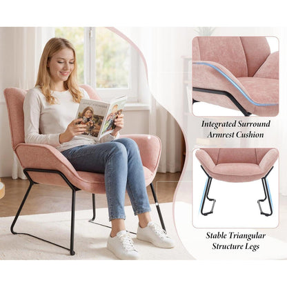 Chenille Longuesessel Rosa – Modern & Bequem für Wohnzimmer