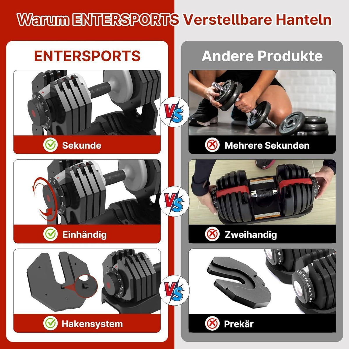 Verstellbare Hantel 2-27kg mit 10 Gewichtsstufen