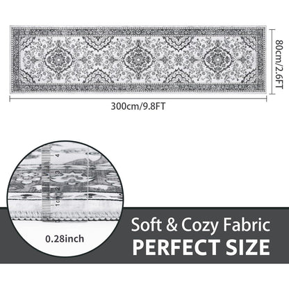 Läufer Teppich Küche 80x300 cm Grau Rutschfest Waschbar Retro
