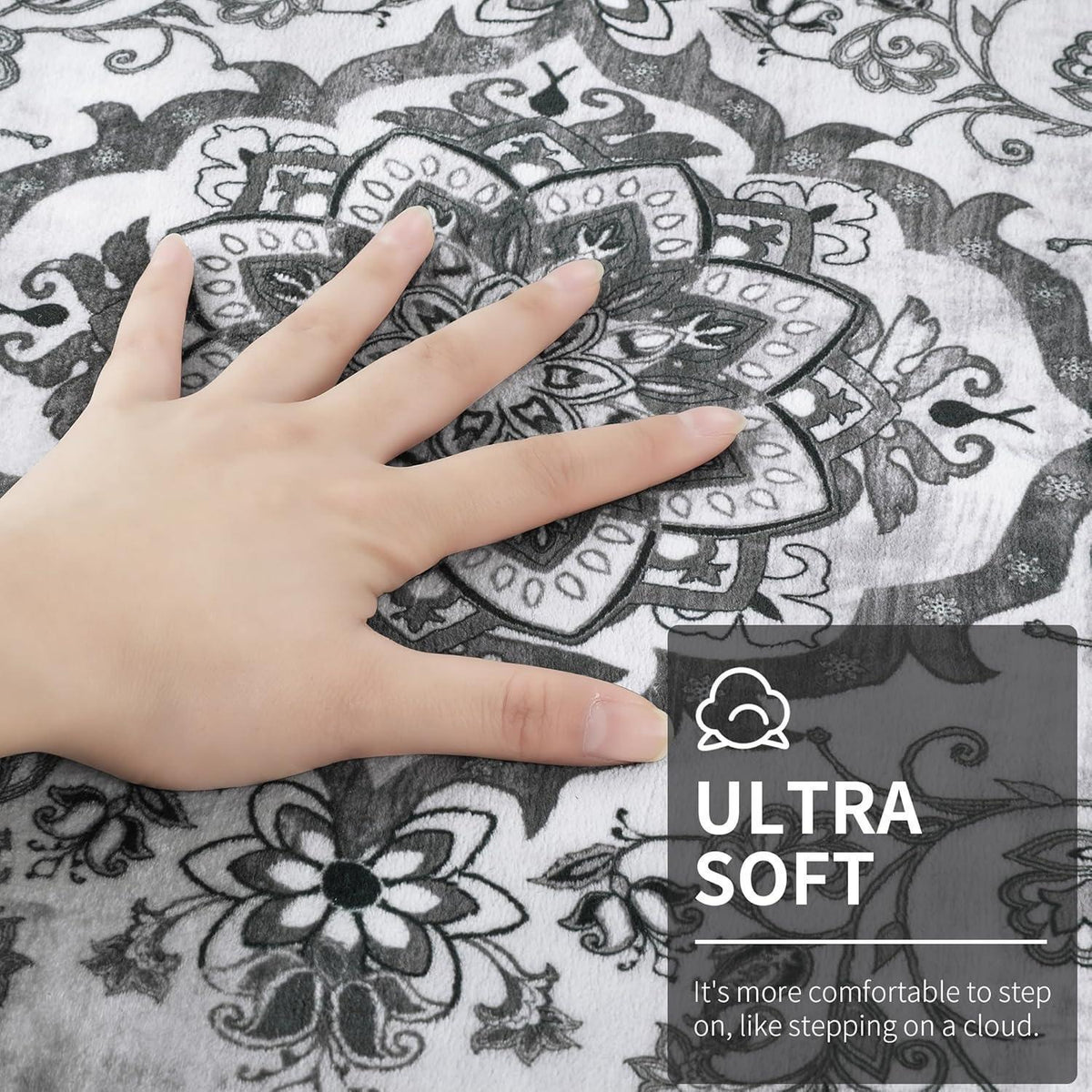Läufer Teppich Küche 80x300 cm Grau Rutschfest Waschbar Retro