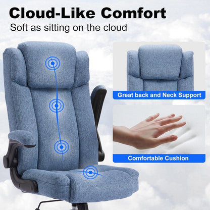 Bürostuhl Ergonomisch 150KG Belastbarkeit Blau Armlehnen Schaukelfunktion