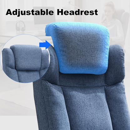 Ergonomischer Bürostuhl Blau Stoff 150KG Belastbarkeit Schaukeln Armlehnen