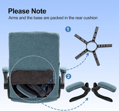 Bürostuhl Ergonomisch 150KG Belastbarkeit Blau Armlehnen Schaukelfunktion