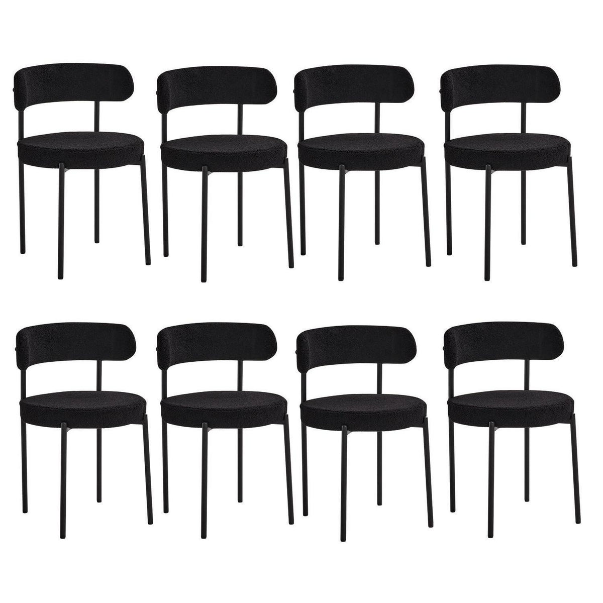 8 Esszimmerstühle Teddy-Samt Schwarz – Modern & Komfortabel