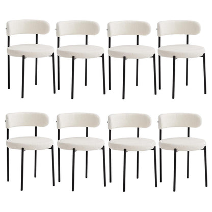 8 Esszimmerstühle Teddy-Samt Weiß – Modern & Komfortabel