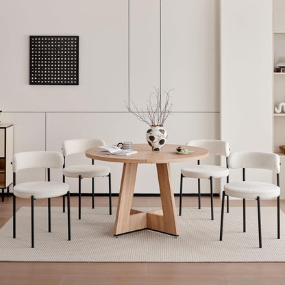 8 Esszimmerstühle Teddy-Samt Weiß – Modern & Komfortabel