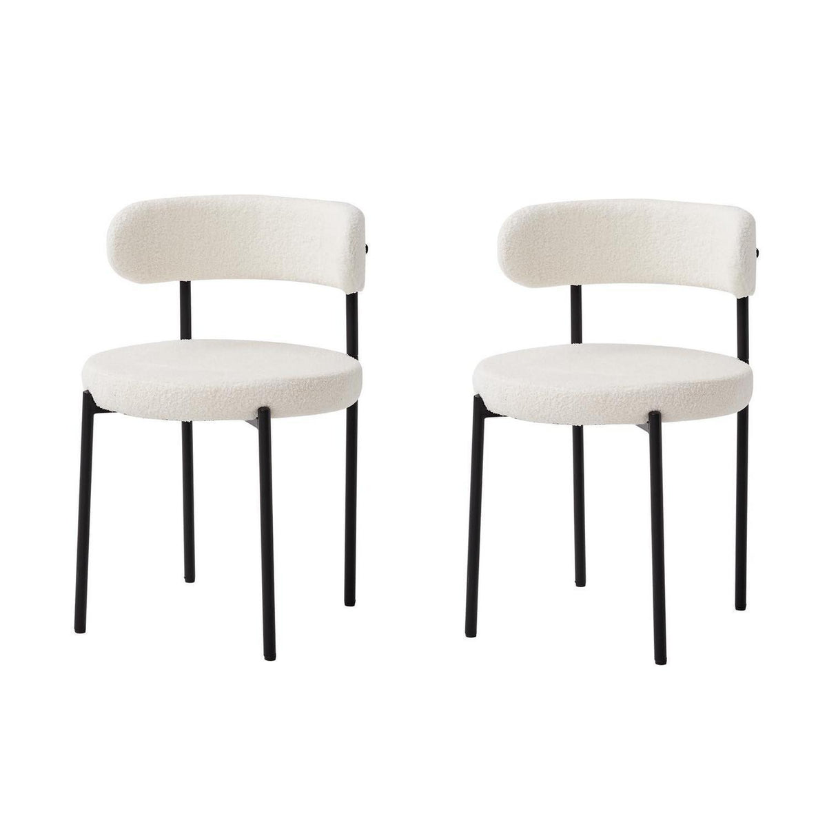 2er Set Esszimmerstühle Teddy-Samt Weiß