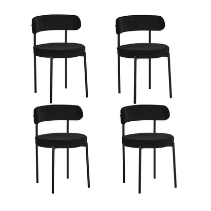 4er Set Esszimmerstühle Teddy-Samt Schwarz Modern
