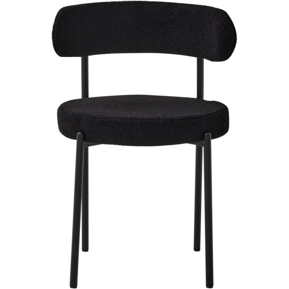 4er Set Esszimmerstühle Teddy-Samt Schwarz Modern
