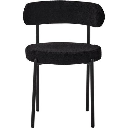 4er Set Esszimmerstühle Teddy-Samt Schwarz Modern