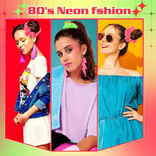Neon Scrunchies Samt Groß Damen Haargummi 80er Neonfarbe