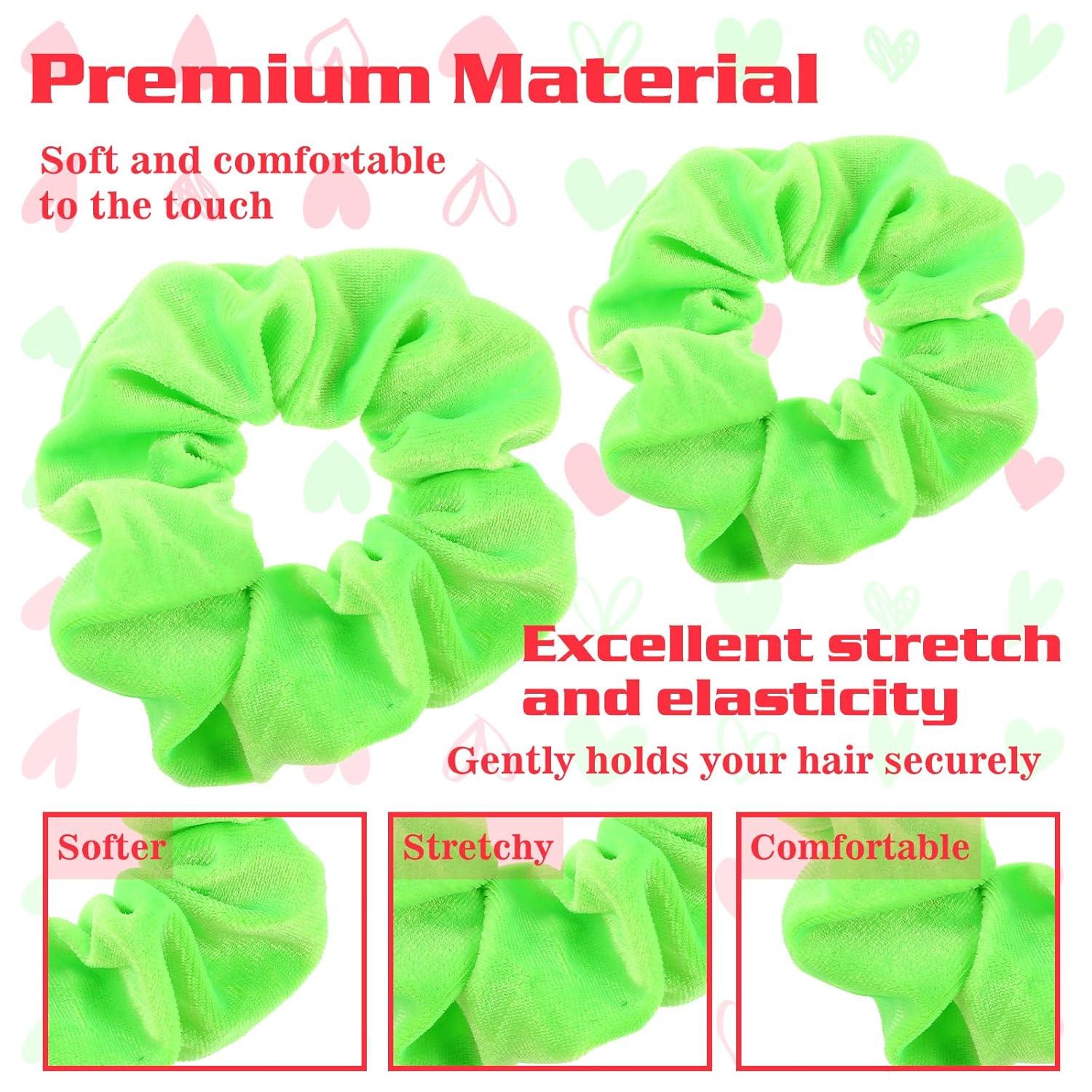 Neon Samt Haargummi Scrunchies 4 Stück Damen Groß Dicke Elastische