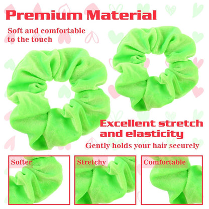 Neon Samt Haargummi Scrunchies 4 Stück Damen Groß Dicke Elastische