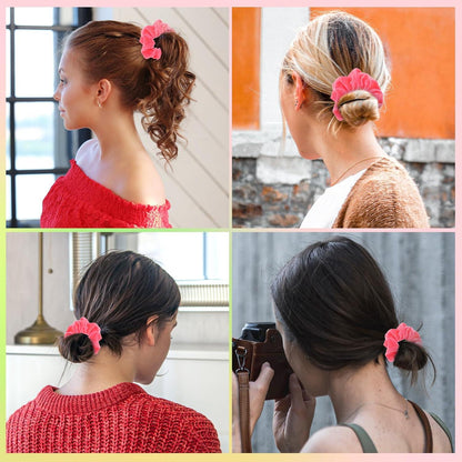 Neon Scrunchies Samt Haargummi für Damen 4er Pack - Große Größe, 80er Style