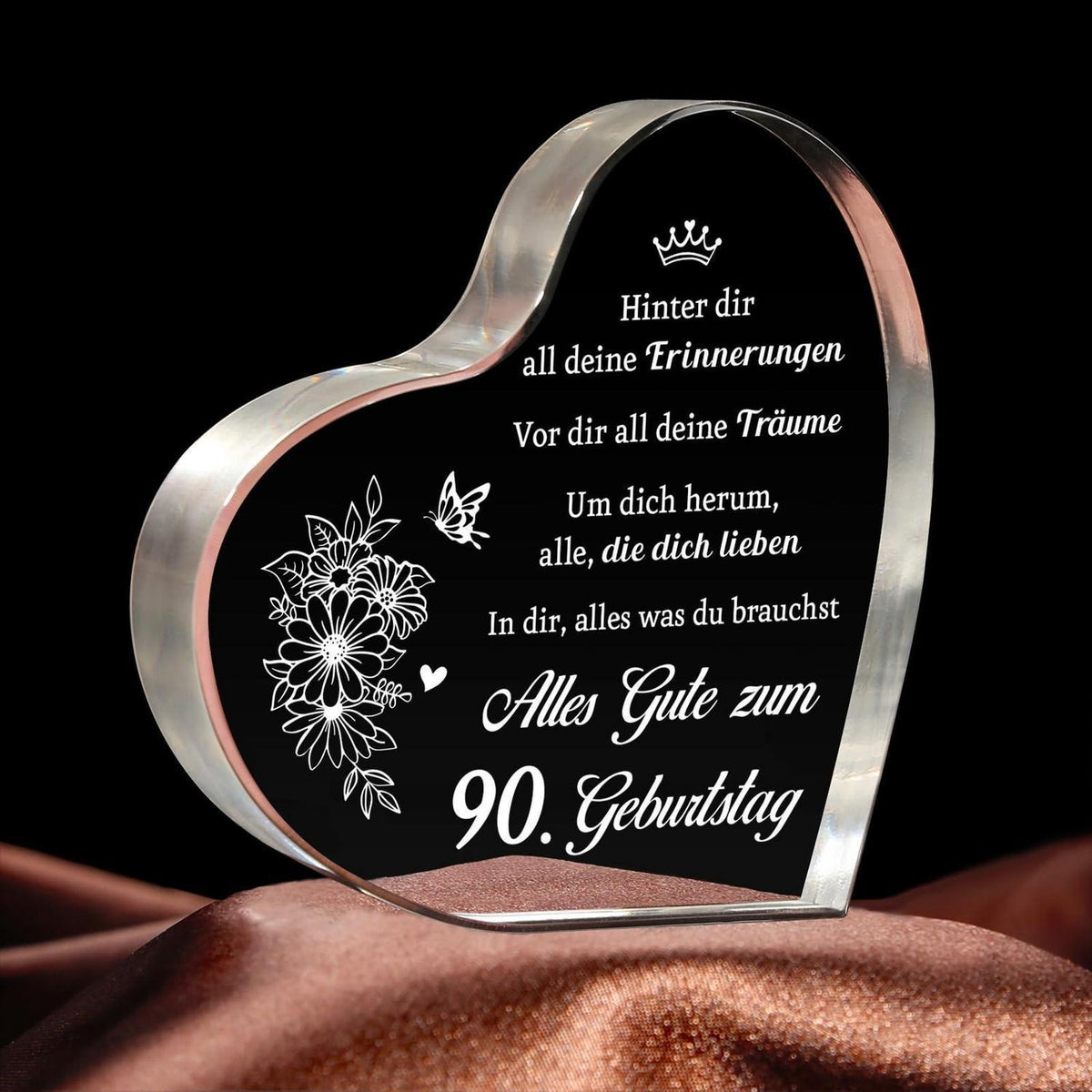 Acryl Herz Tischdeko 90. Geburtstag Geschenk für Frau