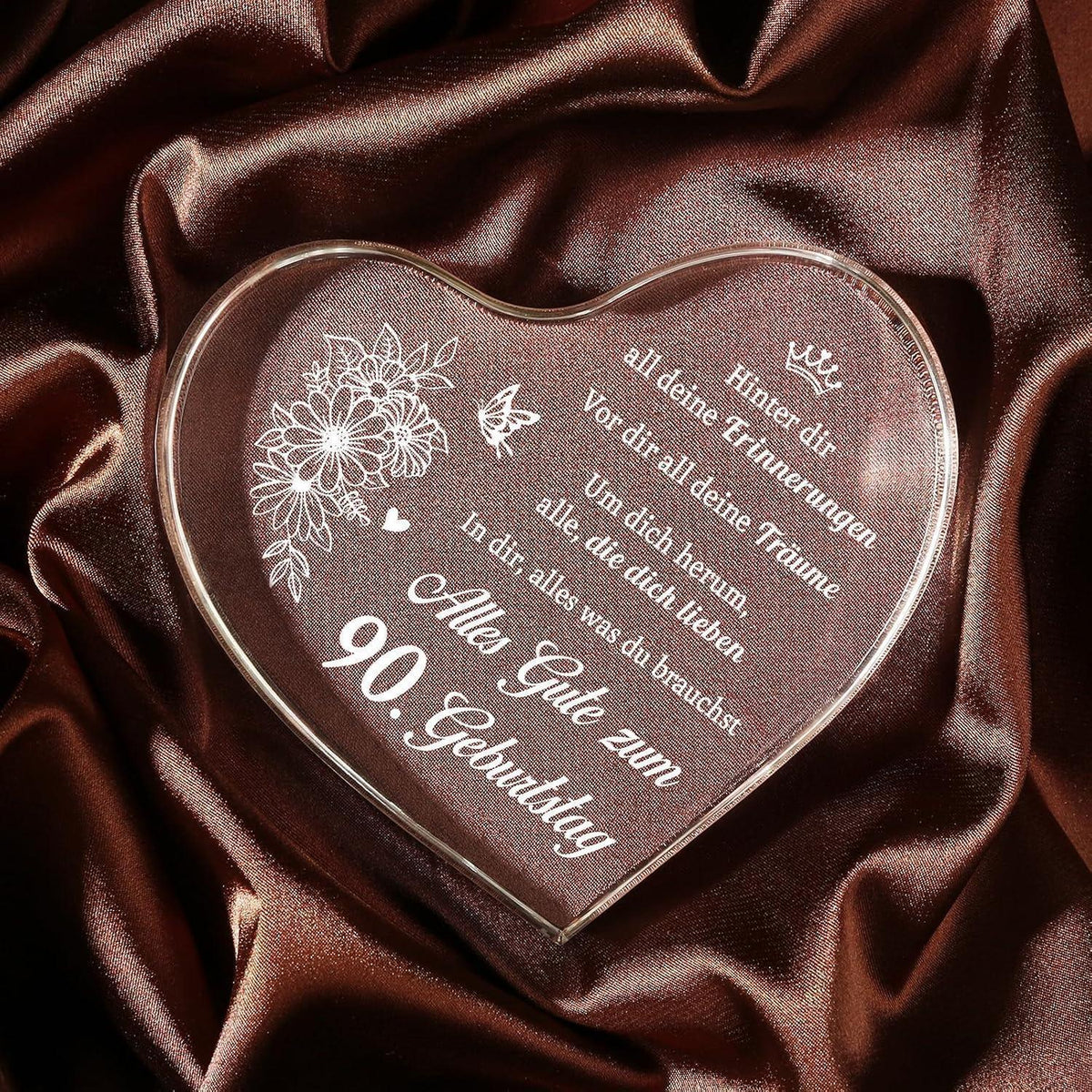 Acryl Herz Tischdeko 90. Geburtstag Geschenk für Frau