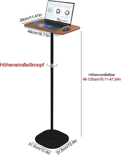 Stehpult Höhenverstellbar 46-120 cm Schwarz Adjustable Laptoptisch