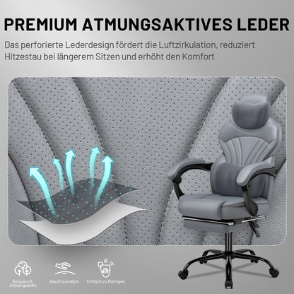 Ergonomischer Bürostuhl mit Gaming-Funktionen und 150 kg Belastbarkeit, Grau
