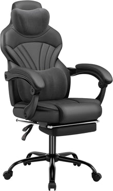 Ergonomischer Gaming Stuhl mit Fußstütze und Lendenkissen