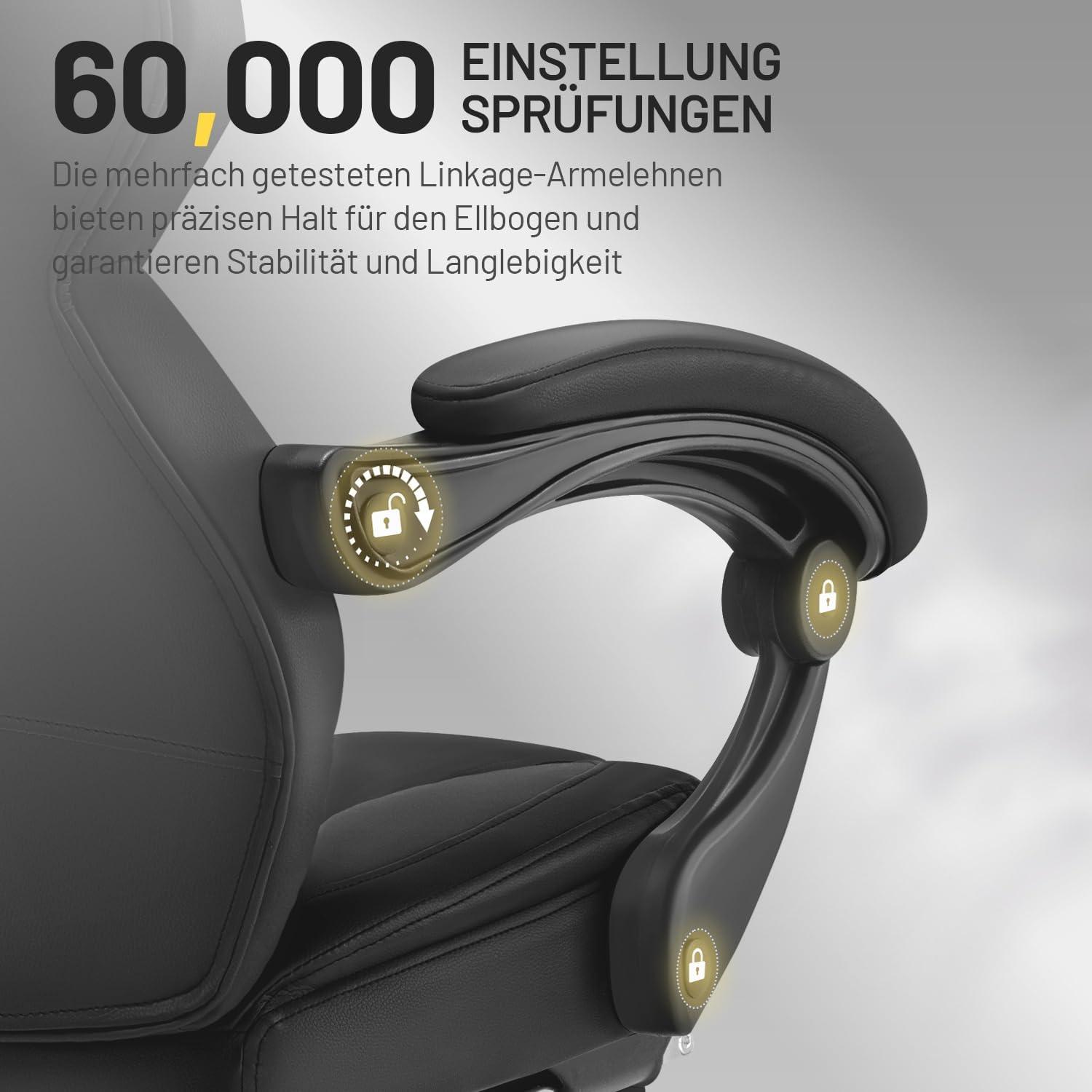 Bürostuhl Ergonomisch Gaming Stuhl Schwarz 150kg Belastbarkeit