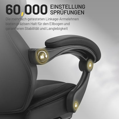 Bürostuhl Ergonomisch Gaming Stuhl Schwarz 150kg Belastbarkeit