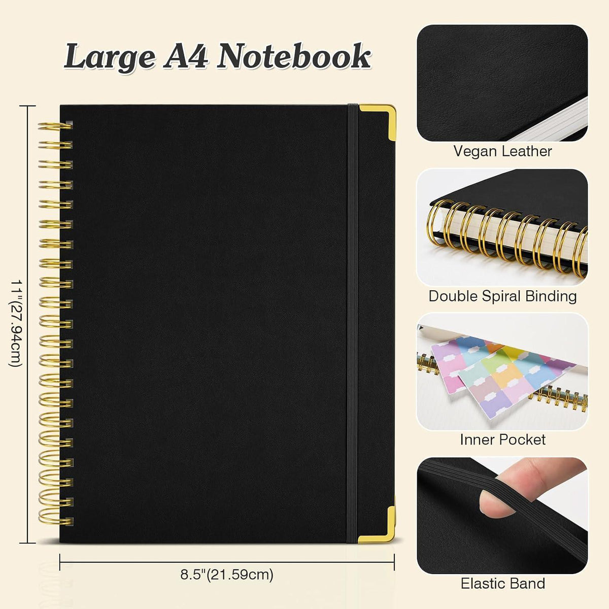 A4 Liniertes Notizbuch mit Hardcover – 300 Seiten