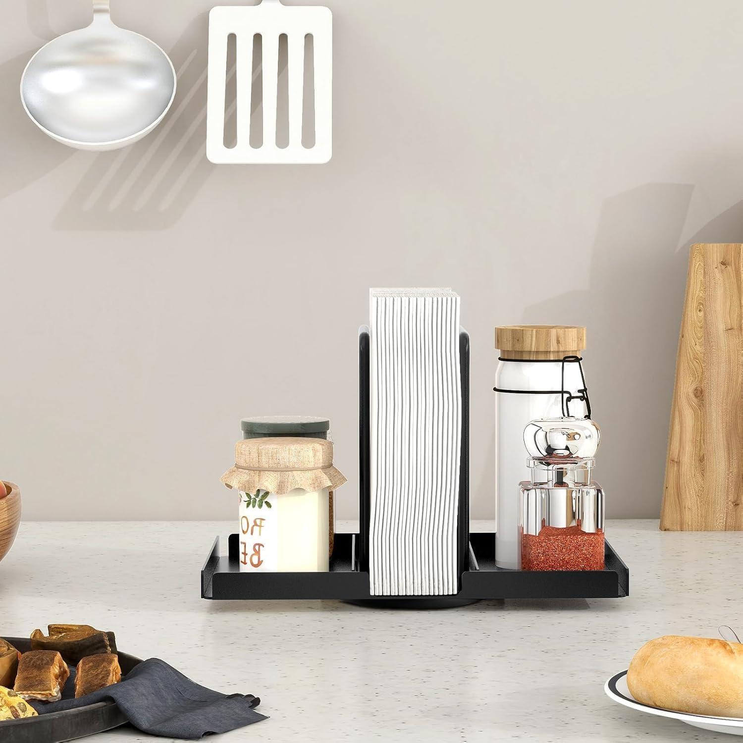 Drehbarer Serviettenhalter Schwarz Metall Tisch Küchenzubehör