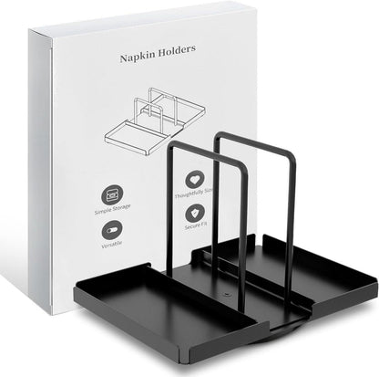 Serviettenhalter Metall Schwarz drehbar mit Caddy für Salz Pfefferstreuer