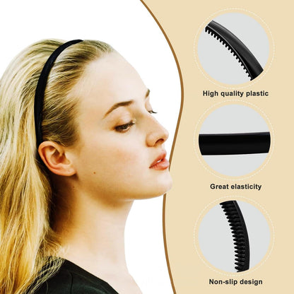 6er Set Elastische Haarbänder 8mm - Rutschfestes Stirnband für Sport Yoga