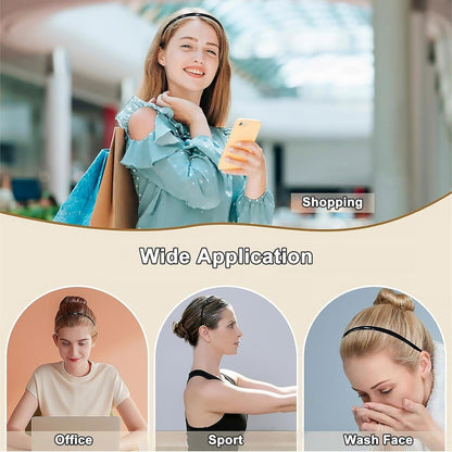 6er Set Elastische Haarbänder 8mm - Rutschfestes Stirnband für Sport Yoga