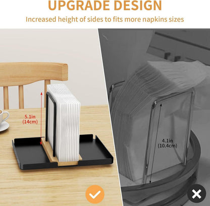 Drehbarer Serviettenhalter Schwarz Metall Holz Caddy Deko