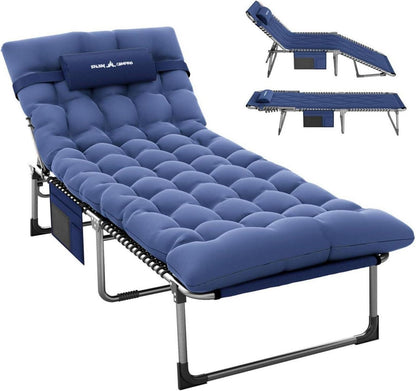 Faltbarer Camping Liegestuhl mit Verstellbarer Rückenlehne, Navy
