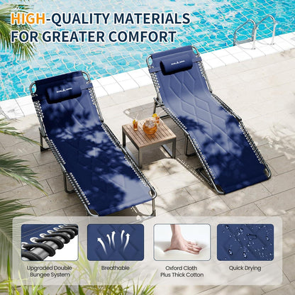 Faltbarer Camping Liegestuhl mit Verstellbarer Rückenlehne, Navy