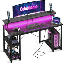 Gaming Schreibtisch LED-Beleuchtung 2 Steckdosen USB-Anschlüssen