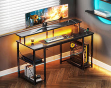 Gaming Schreibtisch LED-Beleuchtung 2 Steckdosen 2 USB