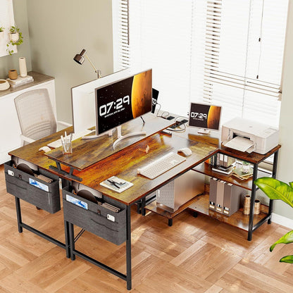 Gaming Tisch L Form LED 120x80cm Eckschreibtisch Regal Monitorständer