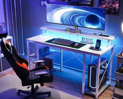 Gaming Tisch LED-Beleuchtung Steckdosen USB-Anschlüssen Monitorständer
