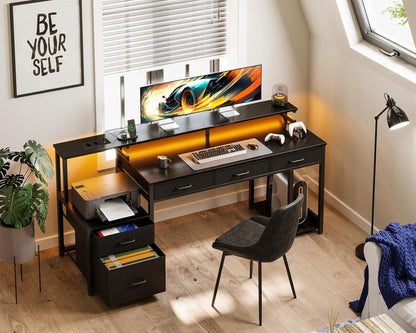 Schreibtisch mit 5 Schubladen, Gaming