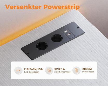 Gaming Schreibtisch L Form LED 120x80cm Eckschreibtisch Weiß mit Regal