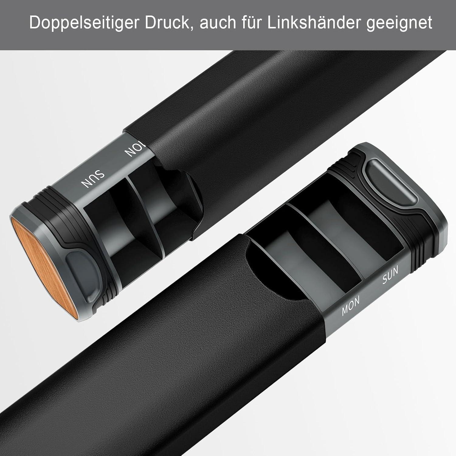 Tablettenbox 7 Tage Metall Pillendose Organizer Schwarz