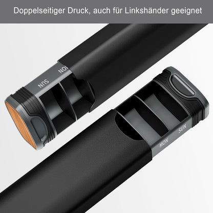 Tablettenbox 7 Tage Metall Pillendose Organizer Schwarz