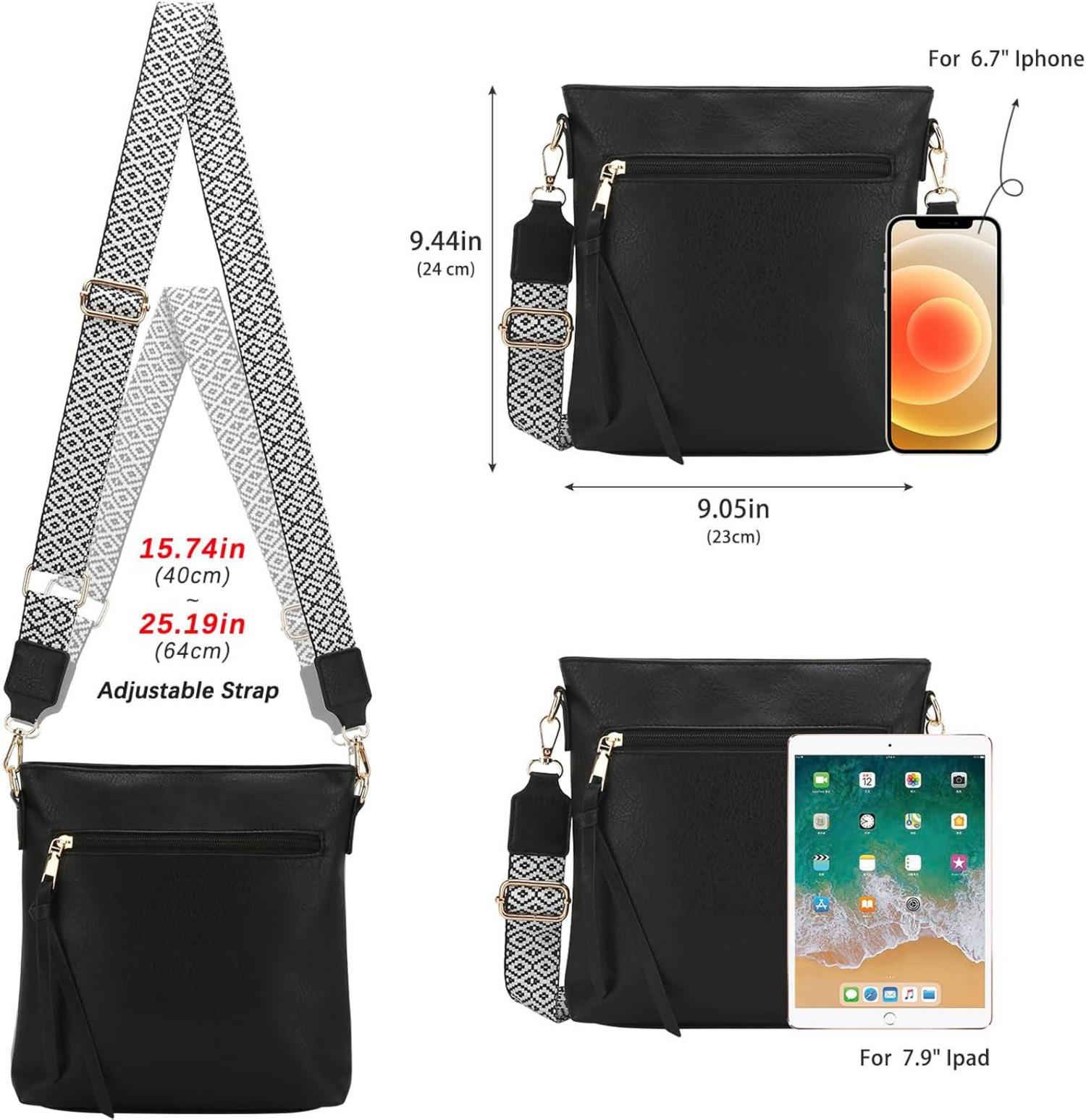 dobsechs Damen Umhängetasche aus PU-Leder, Crossbody mit