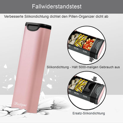 Tablettenbox 7 Tage Metall Medikamentenbox Pillendose Organizer aus